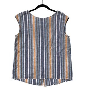 Max Studio Linen Blend Stripe Coastal Tank Top